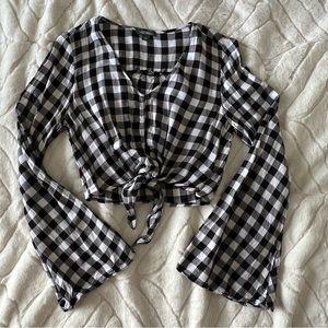 Wild Fable Gingham Bell Sleeve Top